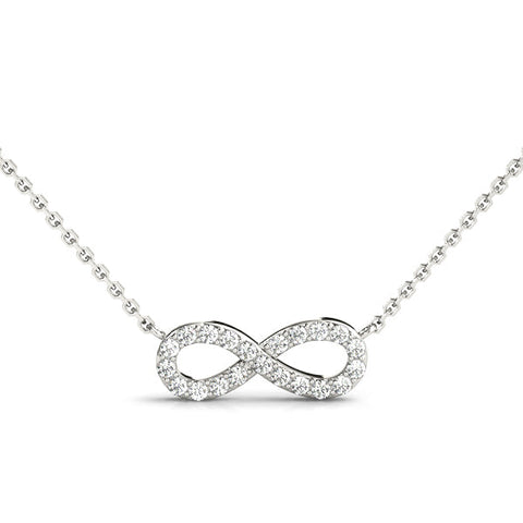 White gold Infinity Pendant with Round Diamond Pavé Setting