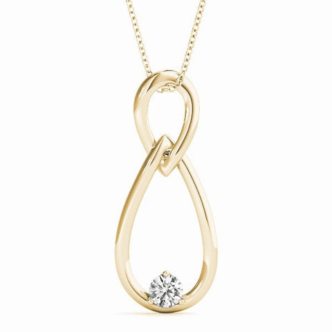 Yellow gold Round Solitaire Bezel Infinity Pendant