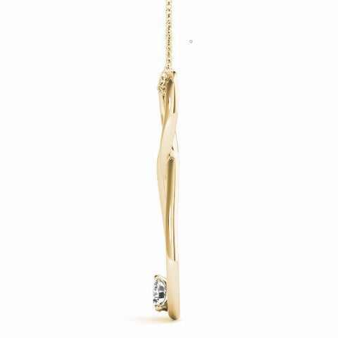 Yellow gold Round Solitaire Bezel Infinity Pendant