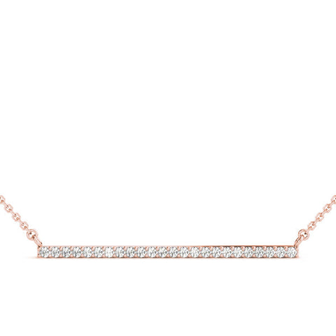 Rose gold Pavé Round Diamond Bar Necklace with Prong Setting