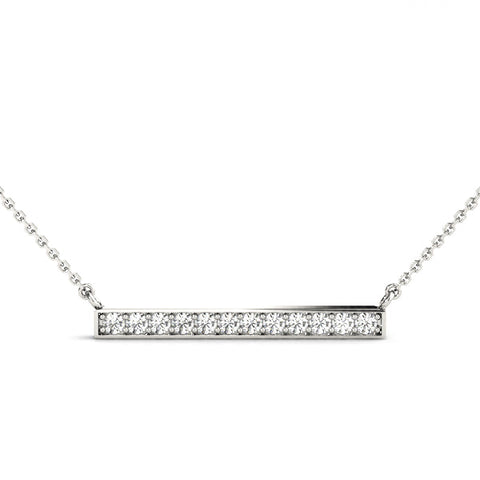 White gold Pavé Round Diamond Bar Pendant