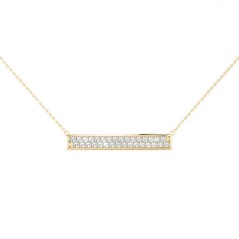 Yellow gold Pavé Round Diamond Bar Necklace