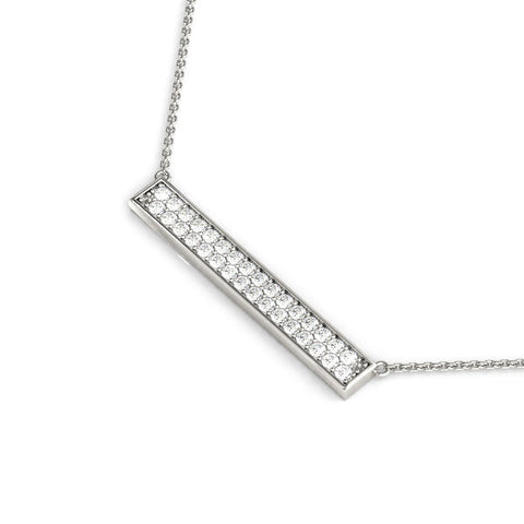 White gold Pavé Round Diamond Bar Necklace