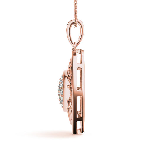 Rose gold Round Cluster Diamond Prong Set Pendant