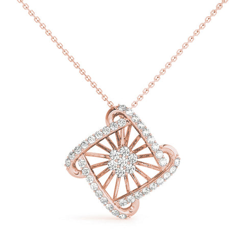 Rose gold Round Diamond Cluster Pendant with Prong Setting