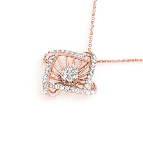 Rose gold Round Diamond Cluster Pendant with Prong Setting