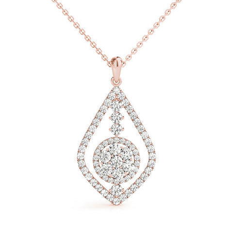 Rose gold Round Diamond Halo Pendant with Pavé Setting