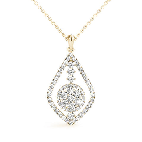 Yellow gold Round Diamond Halo Pendant with Pavé Setting