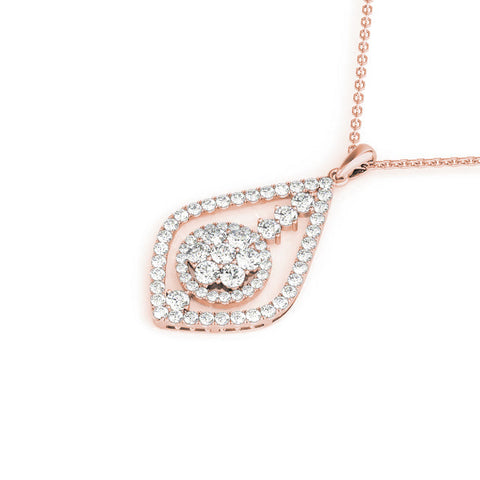 Rose gold Round Diamond Halo Pendant with Pavé Setting