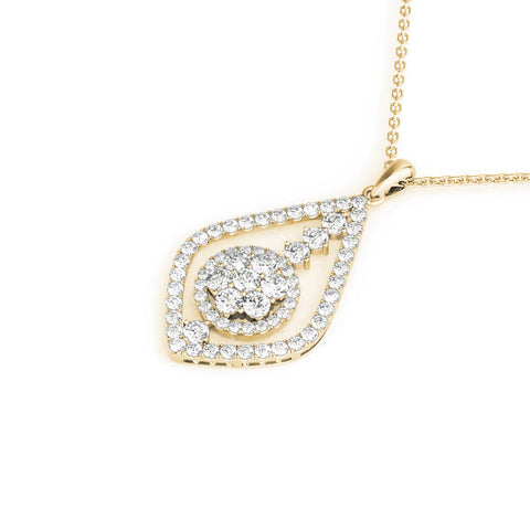 Yellow gold Round Diamond Halo Pendant with Pavé Setting