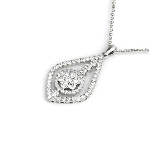 White gold Round Diamond Halo Pendant with Pavé Setting