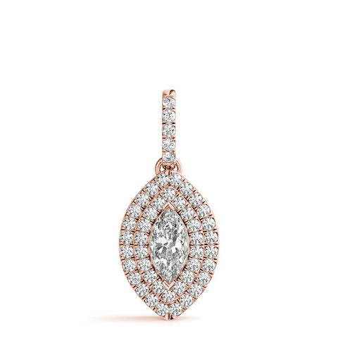 Rose gold Marquise Diamond Halo Pendant with Pavé Setting