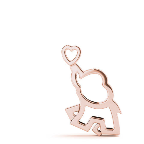 Rose gold Silver Elephant Heart Pendant