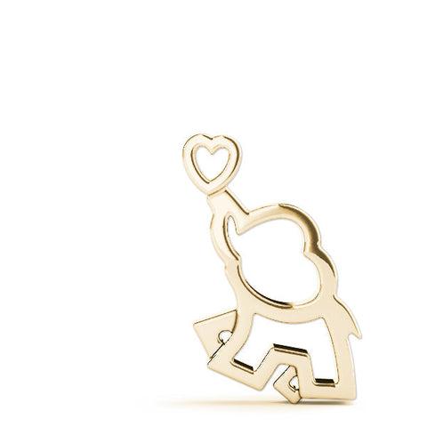 Yellow gold Silver Elephant Heart Pendant