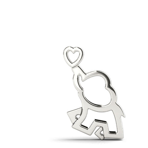 White gold Silver Elephant Heart Pendant