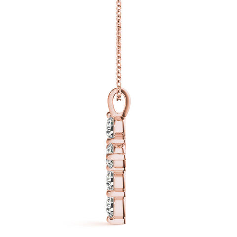 Rose gold Round Diamond Prong Set Cross Pendant
