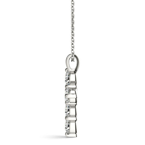 White gold Round Diamond Prong Set Cross Pendant