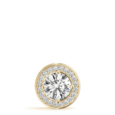 Yellow gold Halo Round Diamond Four-Prong Pendant