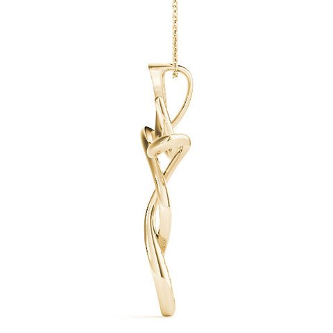 Yellow gold Pavé Round Diamond Twist Cross Pendant