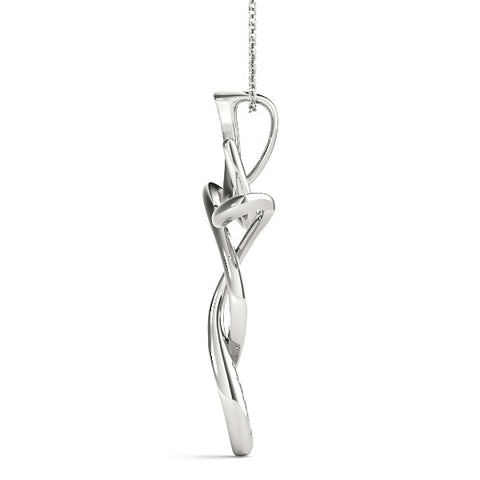 White gold Pavé Round Diamond Twist Cross Pendant