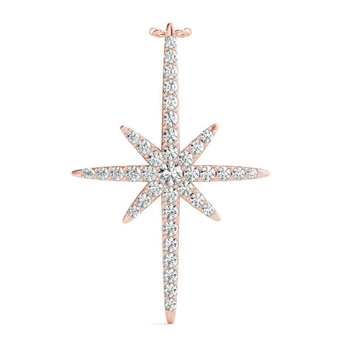 Rose gold Pavé Round Diamond Starburst Pendant with Prong Setting