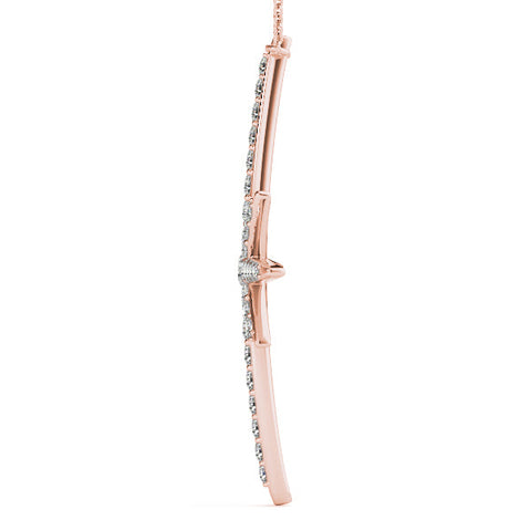Rose gold Pavé Round Diamond Starburst Pendant with Prong Setting