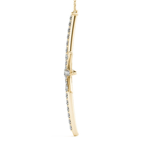 Yellow gold Pavé Round Diamond Starburst Pendant with Prong Setting