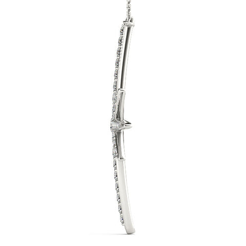 White gold Pavé Round Diamond Starburst Pendant with Prong Setting