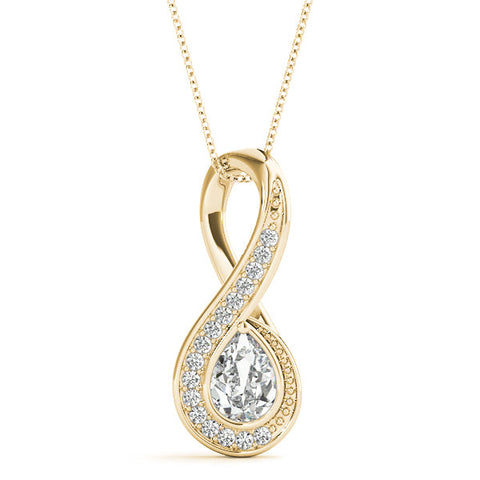 Yellow gold Pavé Pear Prong Pendant