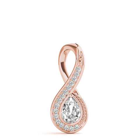 Rose gold Pavé Pear Prong Pendant
