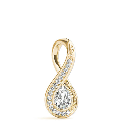 Yellow gold Pavé Pear Prong Pendant