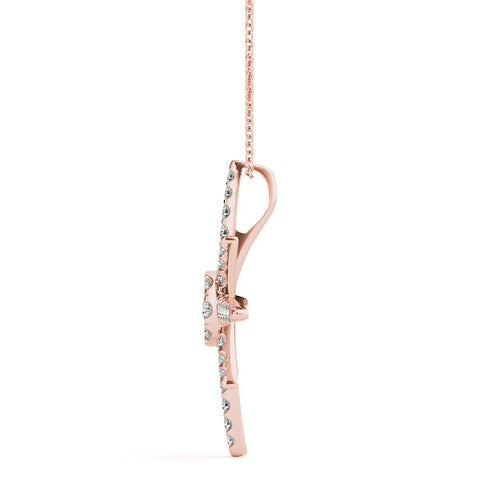 Rose gold Pavé Round Diamond Starburst Pendant with Four-Prong Setting