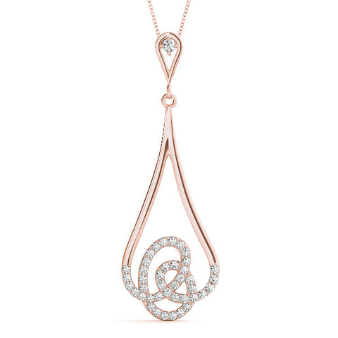 Rose gold Teardrop Diamond Pavé Pendant with Round Brilliant Cut
