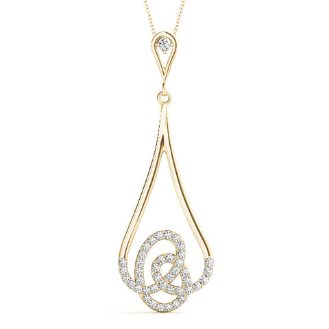 Yellow gold Teardrop Diamond Pavé Pendant with Round Brilliant Cut
