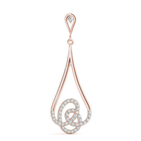 Rose gold Teardrop Diamond Pavé Pendant with Round Brilliant Cut