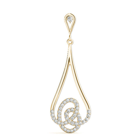 Yellow gold Teardrop Diamond Pavé Pendant with Round Brilliant Cut