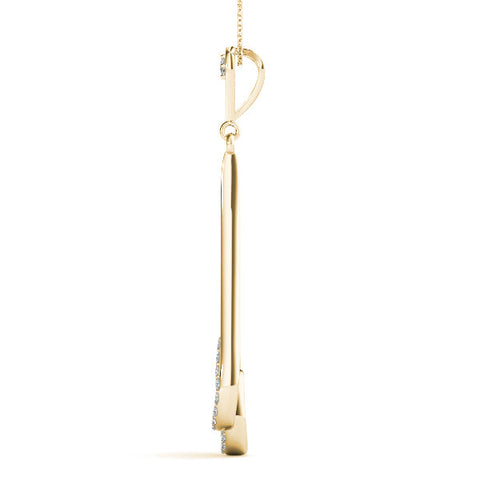Yellow gold Teardrop Diamond Pavé Pendant with Round Brilliant Cut