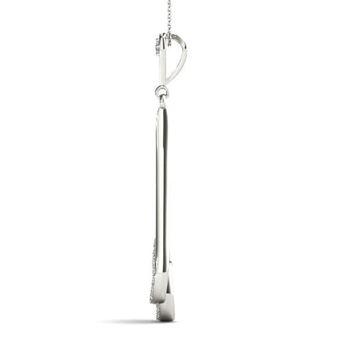 White gold Teardrop Diamond Pavé Pendant with Round Brilliant Cut