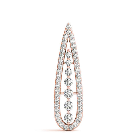 Rose gold Teardrop Pavé Round Diamond Prong Pendant