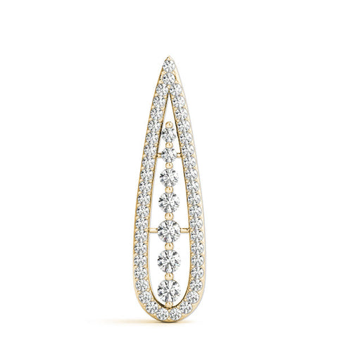 Yellow gold Teardrop Pavé Round Diamond Prong Pendant