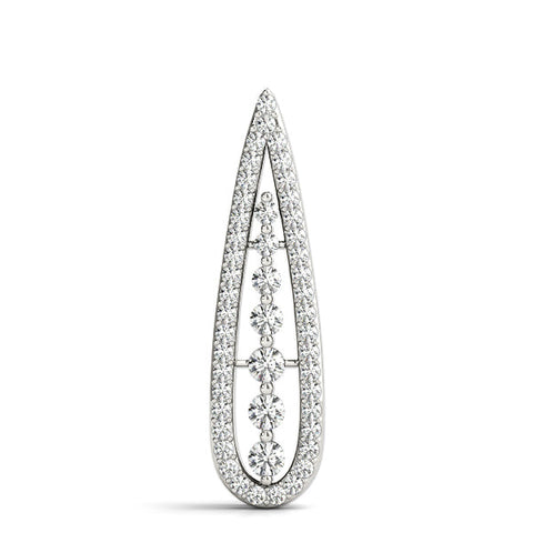 White gold Teardrop Pavé Round Diamond Prong Pendant