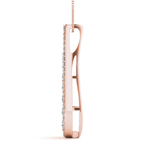 Rose gold Teardrop Pavé Round Diamond Prong Pendant
