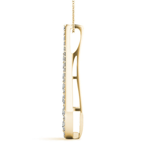 Yellow gold Teardrop Pavé Round Diamond Prong Pendant