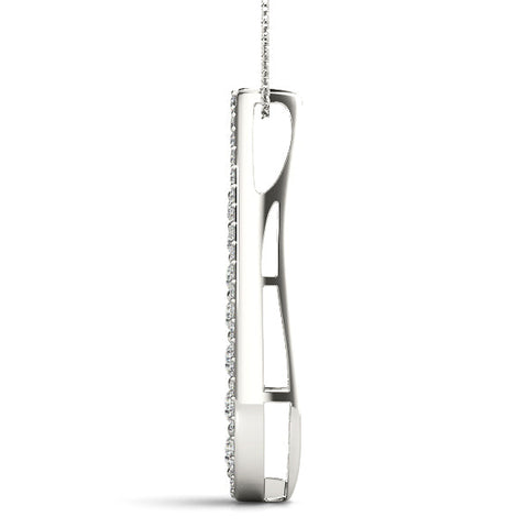 White gold Teardrop Pavé Round Diamond Prong Pendant