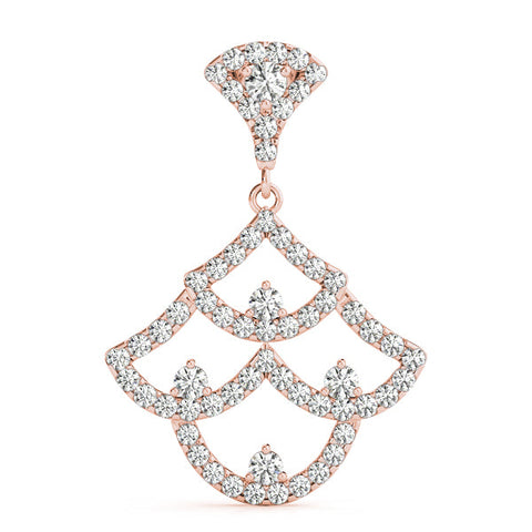 Rose gold Pavé Round Diamond Fan Prong Pendant