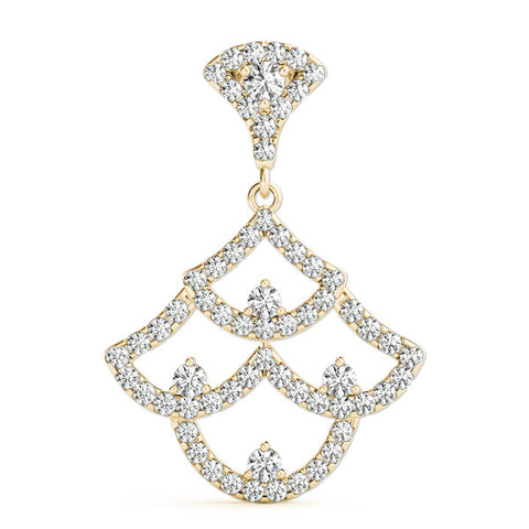 Yellow gold Pavé Round Diamond Fan Prong Pendant