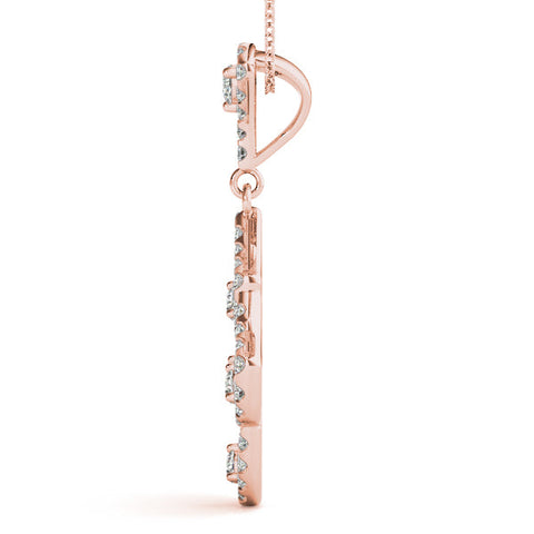 Rose gold Pavé Round Diamond Fan Prong Pendant