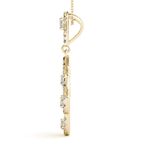 Yellow gold Pavé Round Diamond Fan Prong Pendant