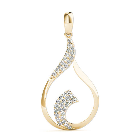 Yellow gold Pavé Round Diamond Twist Pendant
