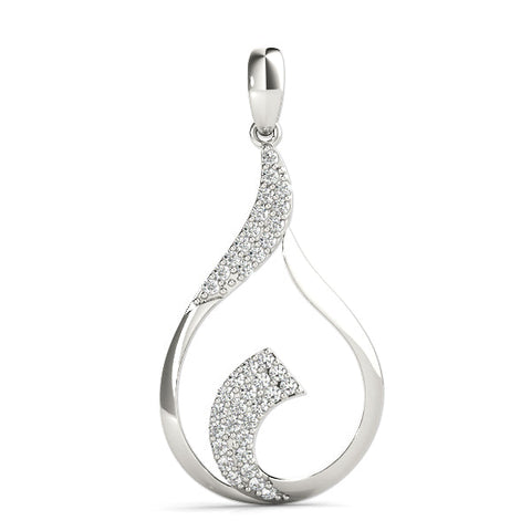 White gold Pavé Round Diamond Twist Pendant